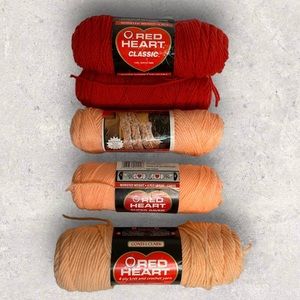 Five Full Skeins Yarn Mixed Brands Shades of Orange